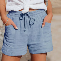 Olvoria | Pantalones cortos de cintura con cordón para mujer con bolsillos