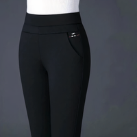 Olvoria | Pantalones de rayas de talle alto para mujer con bolsillos