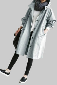 Olvoria | Trench-coat à capuche femme - Coupe décontractée oversize