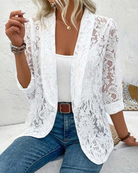 Olvoria | Blazer de encaje abierto al frente para mujer