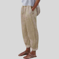 Olvoria | Pantalones de lino para mujer con dobladillo relajado