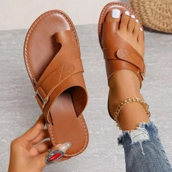 Olvoria | Women's Orthopedic Hallux Valgus Correction Leather Sandals
