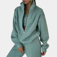 Olvoria | Conjunto de sudadera oversize para mujer con cuello y cremallera