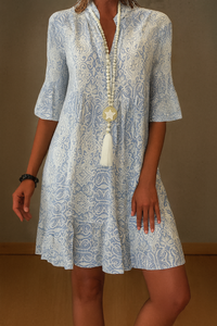 Olvoria | Vestido midi con estampado de cachemira y mangas con volantes para mujer