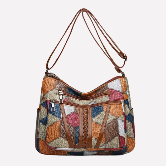 Olvoria | Women's Patchwork Shoulder Bag with Braided Detail