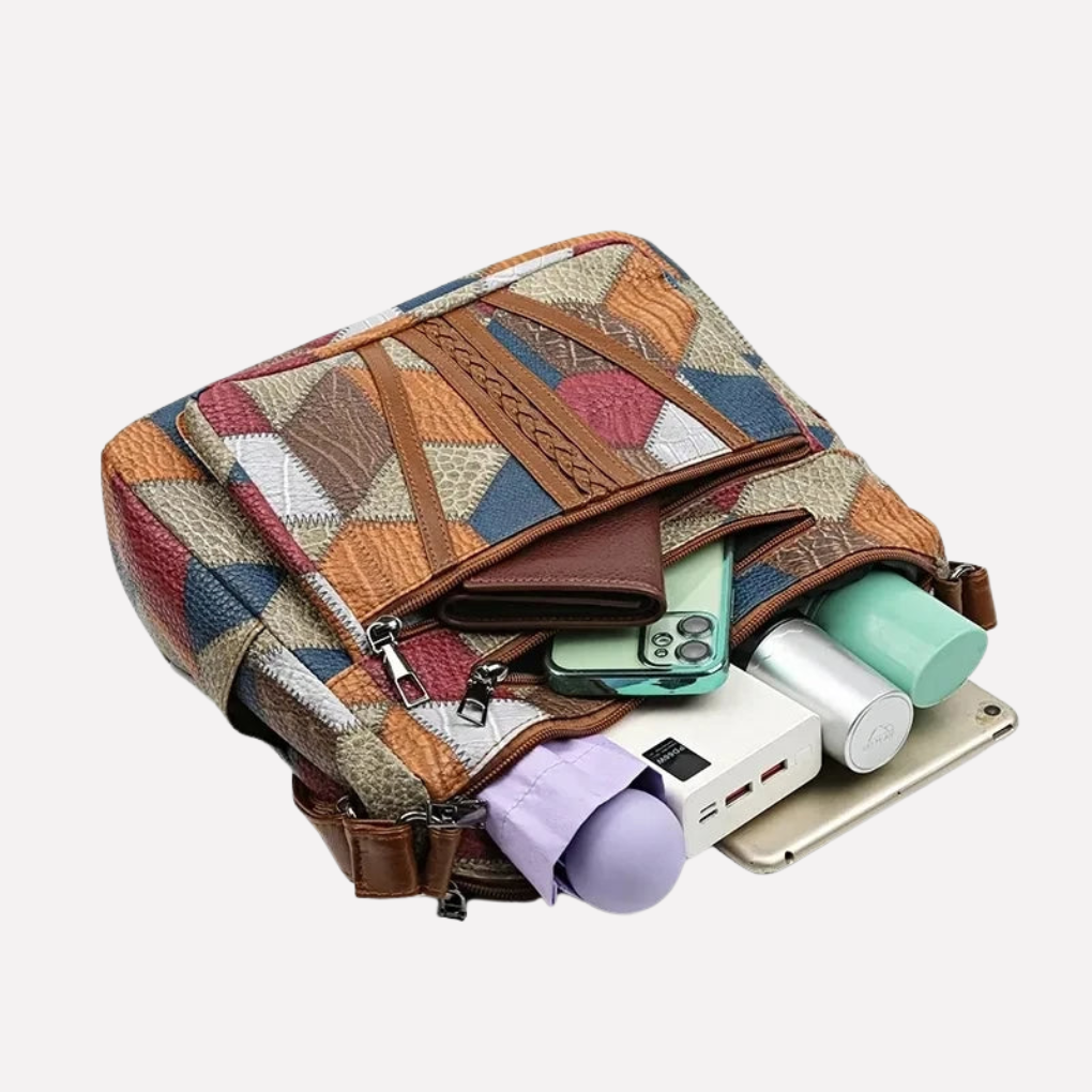 Olvoria | Women's Patchwork Shoulder Bag with Braided Detail