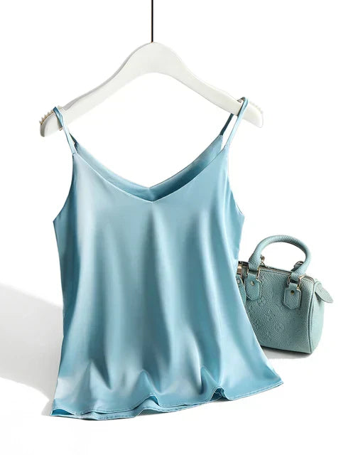 Olvoria | Women's Satin Camisole Spaghetti Strap Top