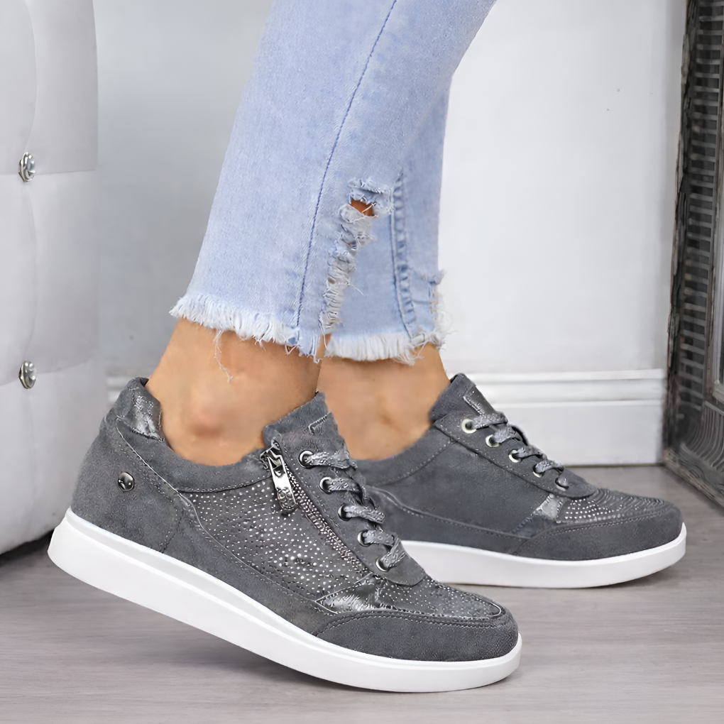 Olvoria | Women's Sneakers with Side Zip and Stud Embellishment