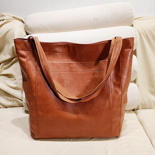 Olvoria | Women's Structured Tote Bag with Front Pocket