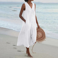 Olvoria | Vestido Midi de Capas para Mujer – Vestido Casual de Playa con Escote en V