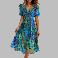 Olvoria | Vestido midi cruzado floral de mujer con escote en V
