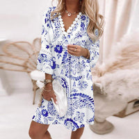 Olvoria | Vestido mini con escote en V y ribete de crochet para mujer