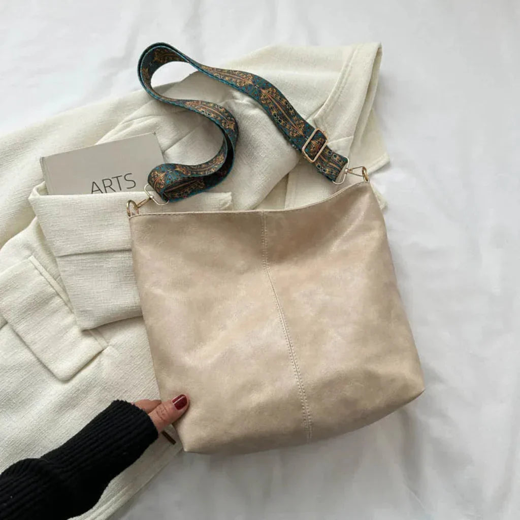 Olvoria | Women's Vintage Shoulder Bag with Patterned Strap