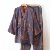 PAINTDRAPE – Conjunto de pijama kimono de algodón con acuarela artística para comodidad relajada en casa
