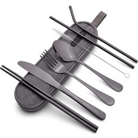 Set portátil de cubiertos de acero inoxidable - ¡Esencial para viajes!