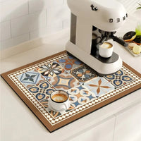 Alfombrilla absorbente con diseño retro de azulejos para café