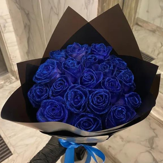 Sparkling Roses Under Glass Dome with Soft LED Light