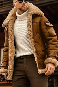 Chaqueta de Cuero Camel Estilosa para Hombre - Especial Invierno