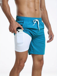 Bañadores | Pantalones cortos elásticos de secado rápido para hombre con bolsillo para teléfono